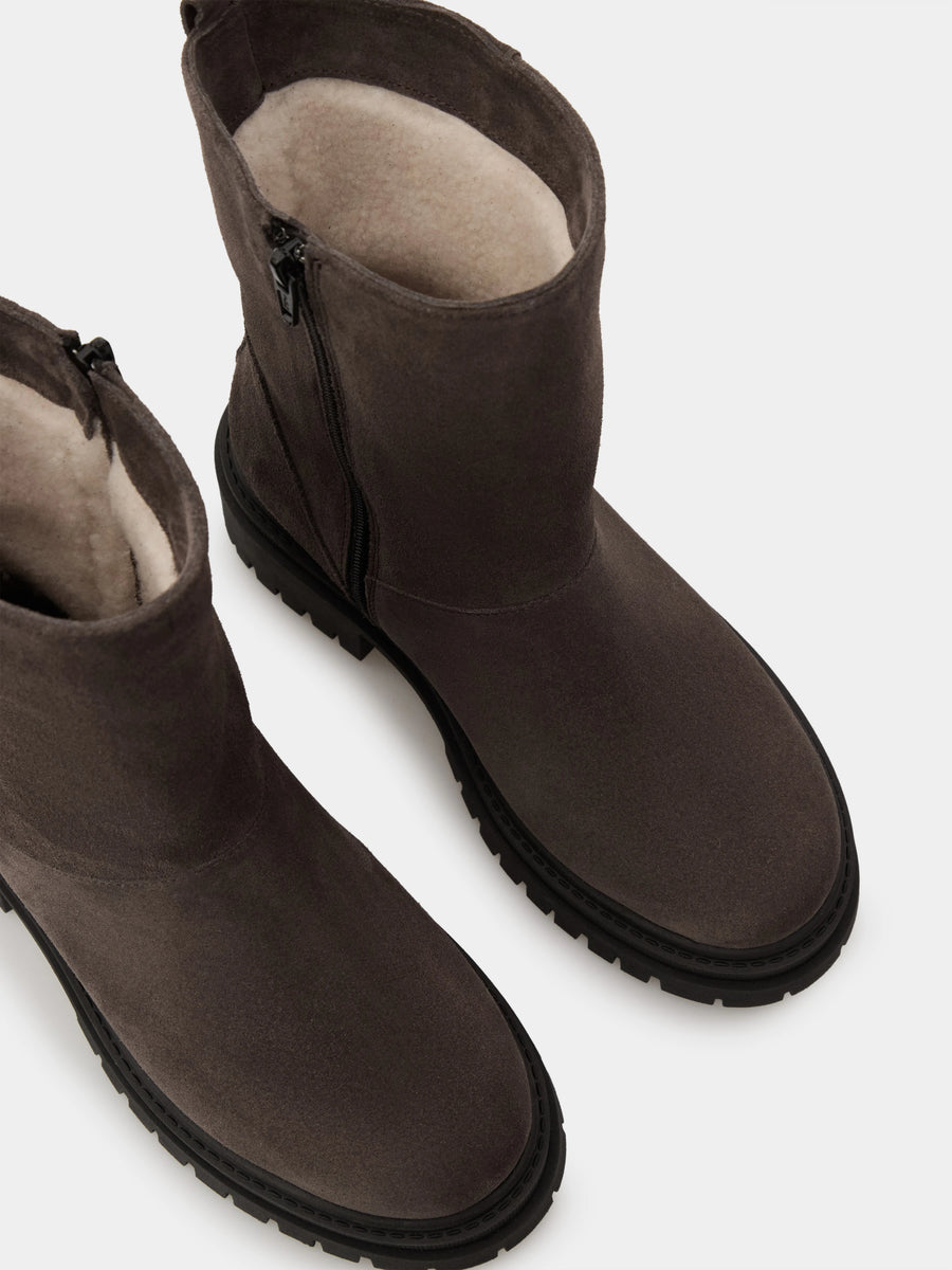 ALICIA черевики сіро-коричневі замшеві на вовні
