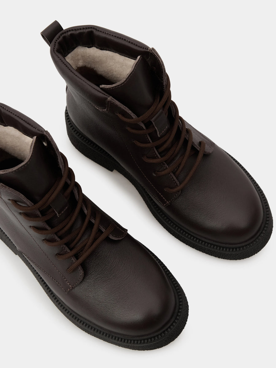 LAIA черевики коричневі шкіряні на вовні