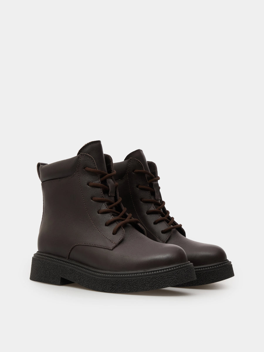 LAIA черевики коричневі шкіряні на вовні