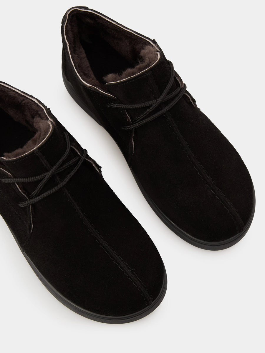 DAISY напівчеревики анатомічної форми чорні замшеві на хутрі