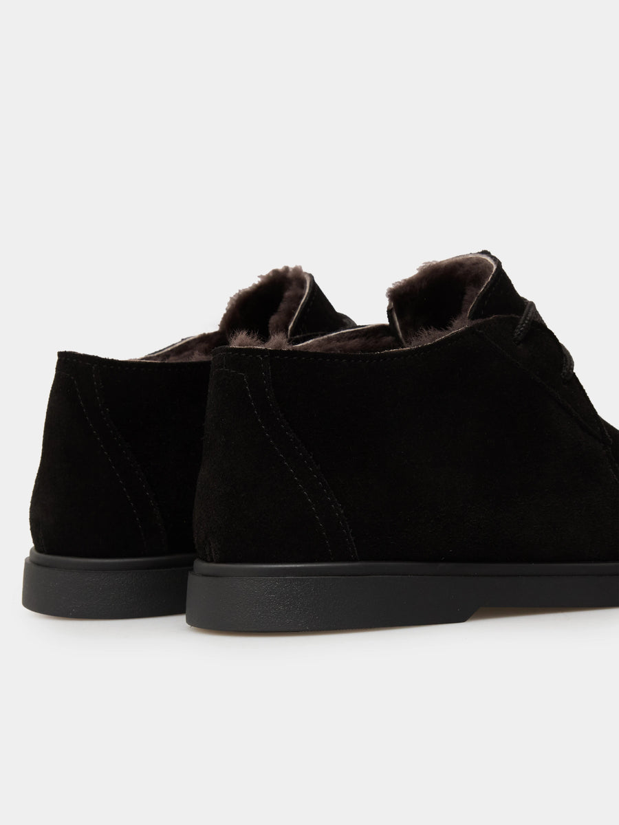 DAISY напівчеревики анатомічної форми чорні замшеві на хутрі