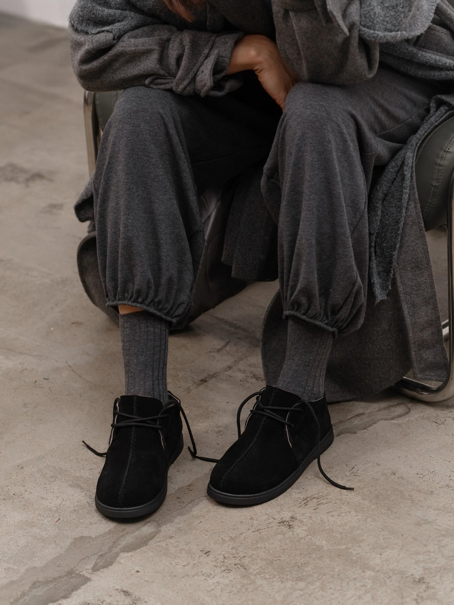 DAISY напівчеревики анатомічної форми чорні замшеві на хутрі