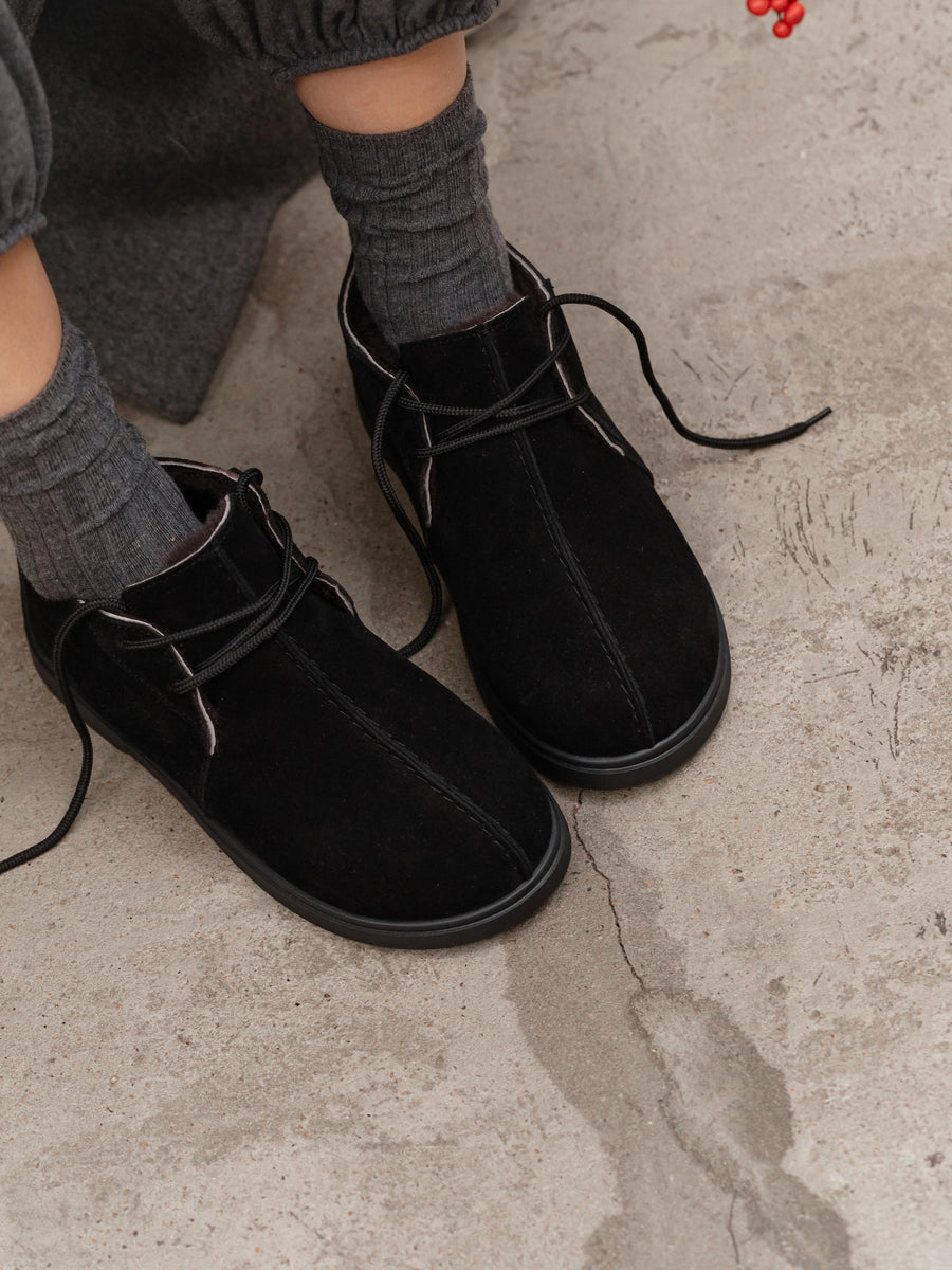 DAISY напівчеревики анатомічної форми чорні замшеві на хутрі