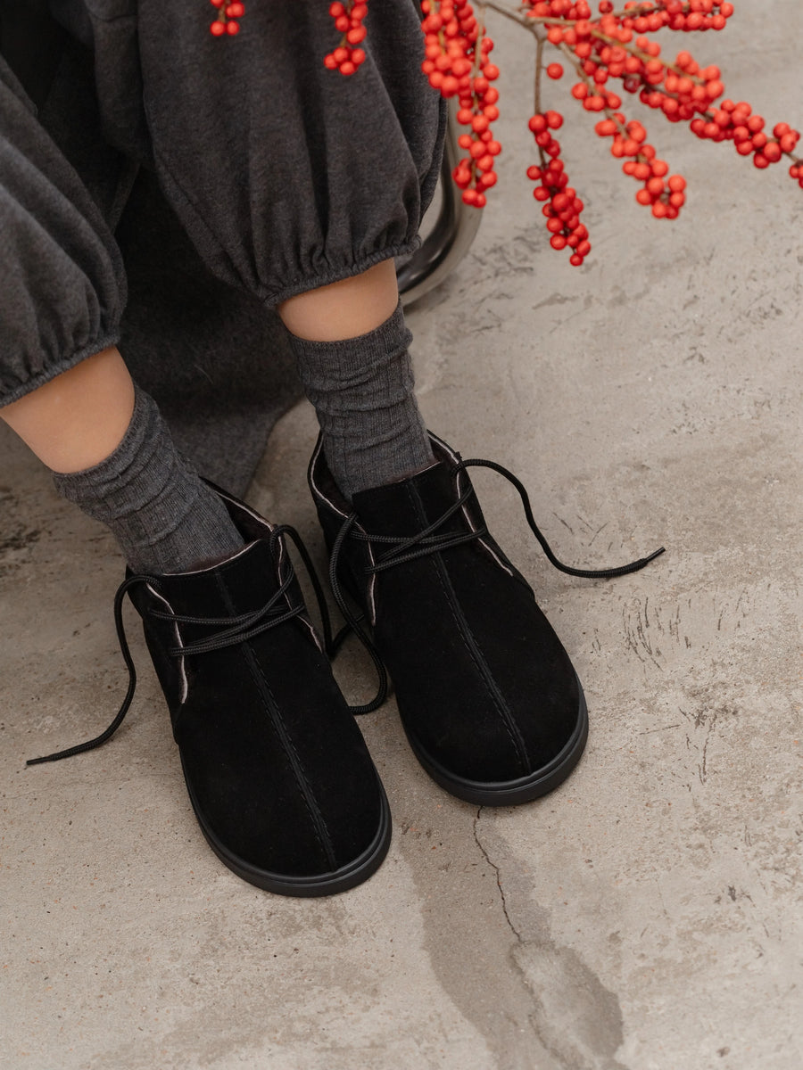 DAISY напівчеревики анатомічної форми чорні замшеві на хутрі