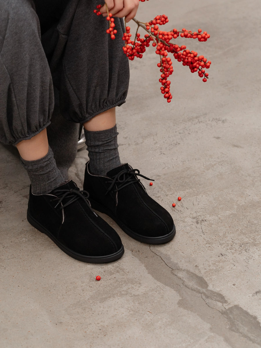 DAISY напівчеревики анатомічної форми чорні замшеві на хутрі