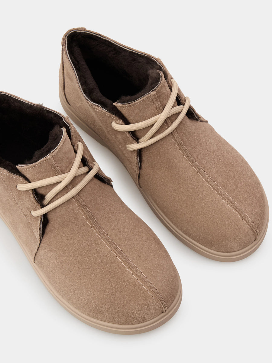 DAISY напівчеревики анатомічної форми бежеві замшеві на хутрі