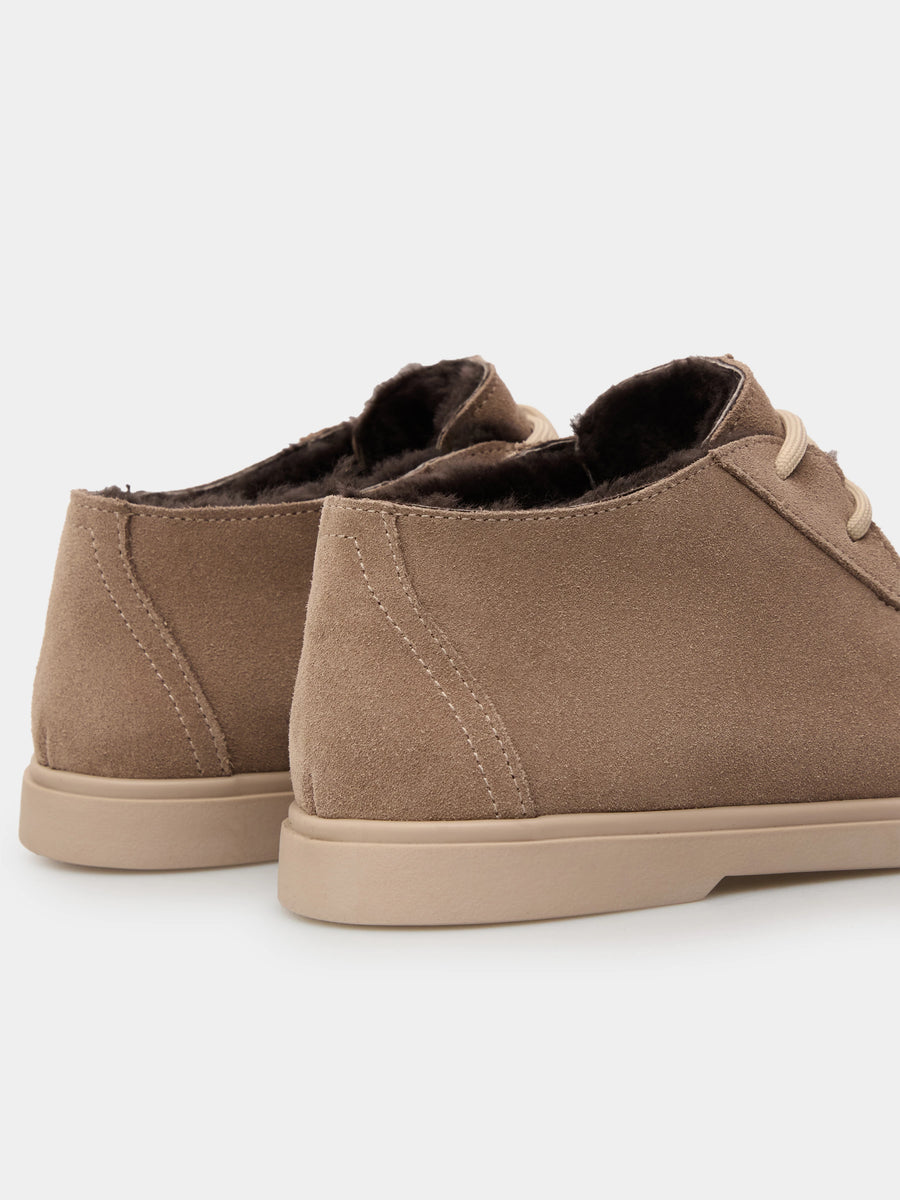 DAISY напівчеревики анатомічної форми бежеві замшеві на хутрі