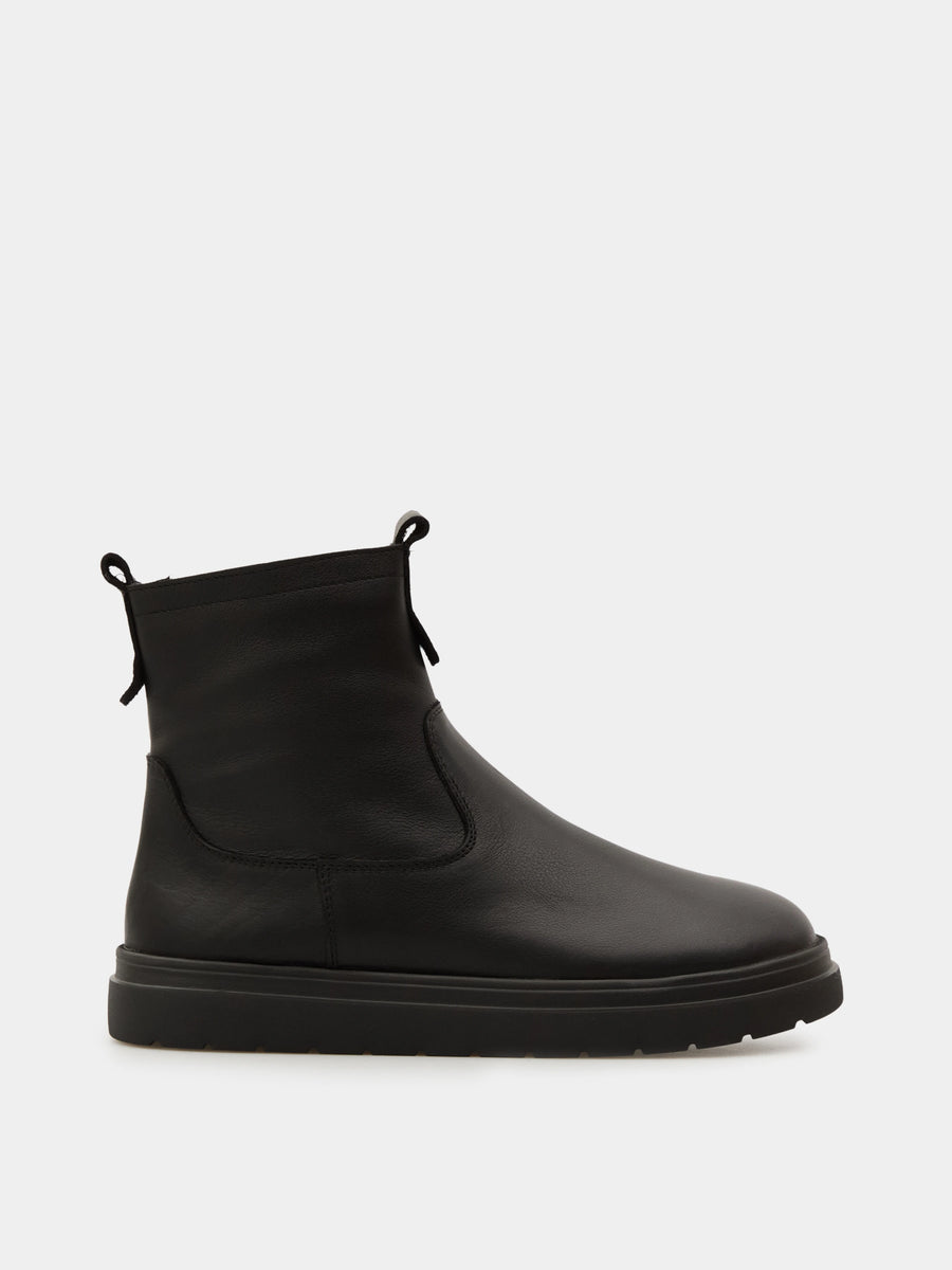 MERAN черевики анатомічної форми чорні шкіряні на вовні