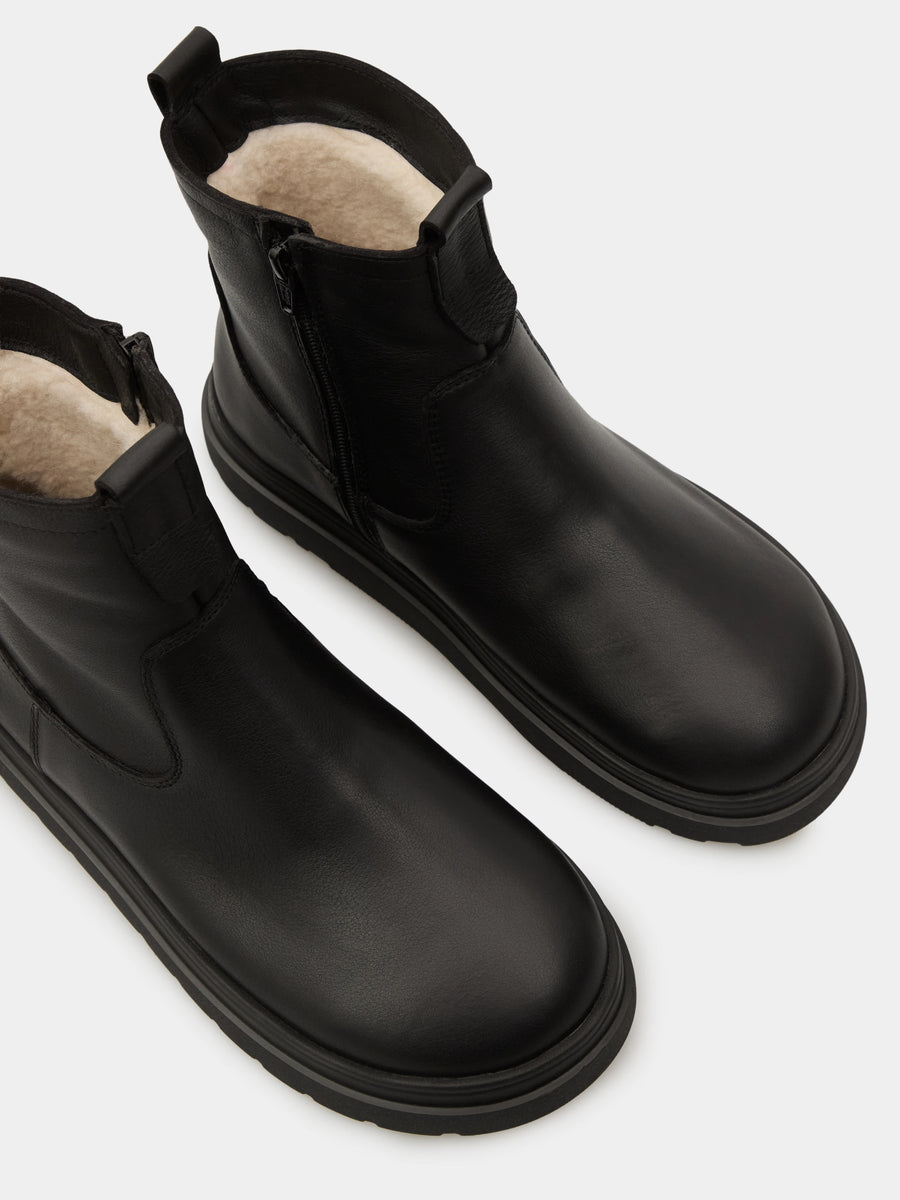 MERAN черевики анатомічної форми чорні шкіряні на вовні