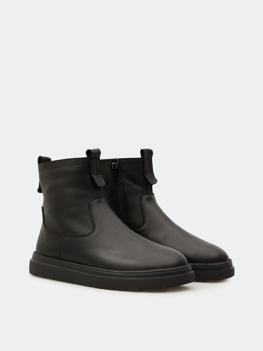 MERAN черевики анатомічної форми чорні шкіряні на вовні