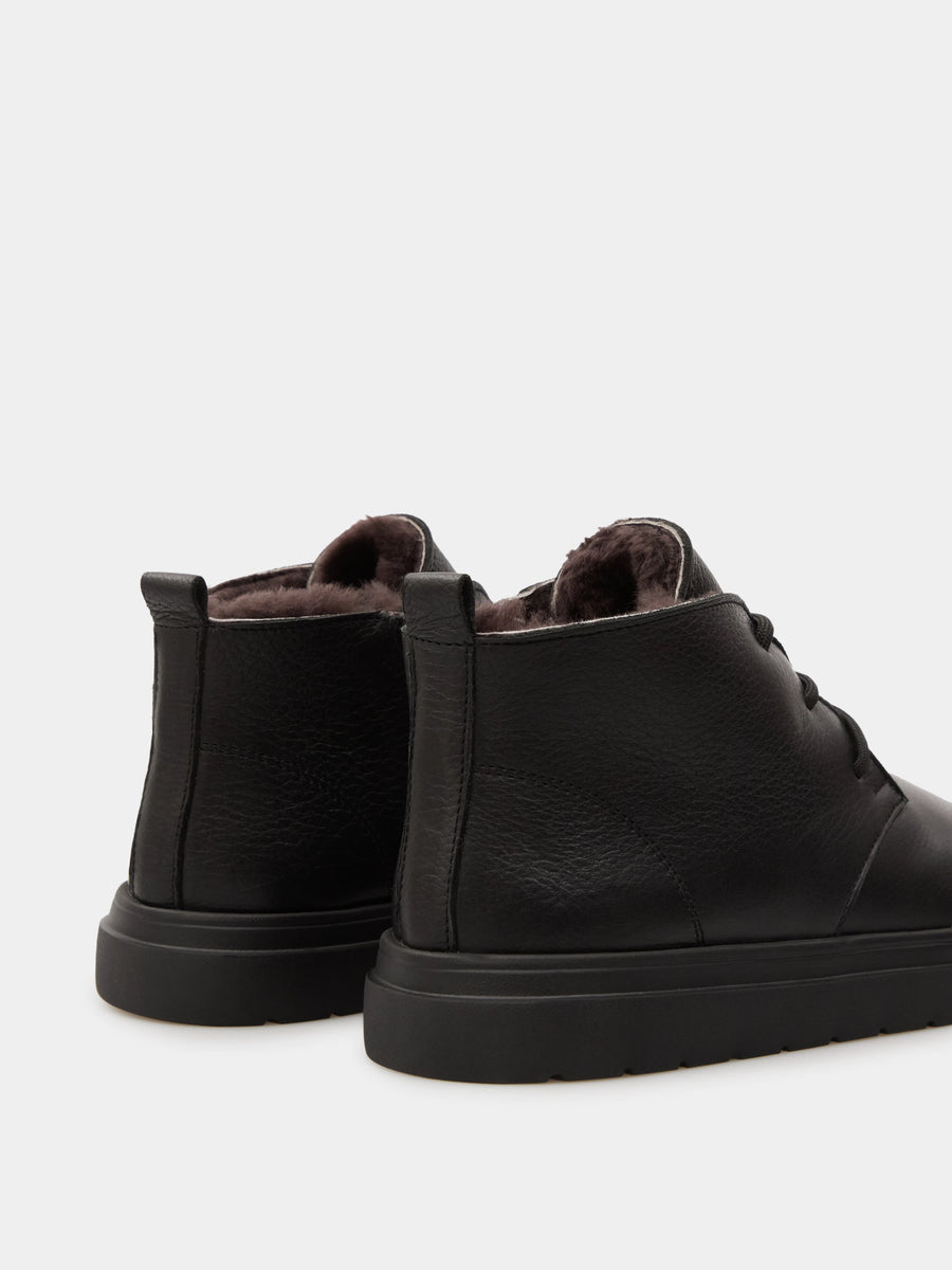 LEX черевики анатомічної форми чорні шкіряні на хутрі