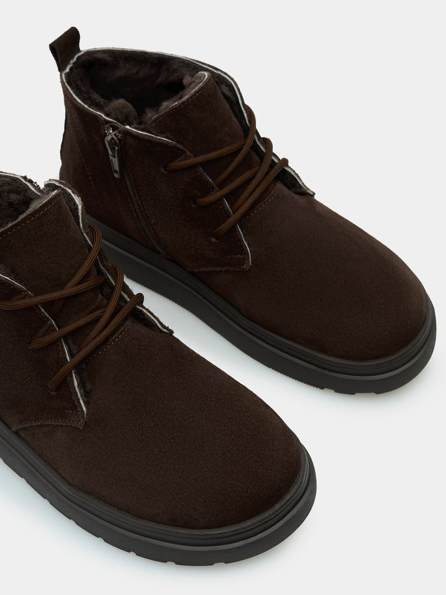 LEX черевики анатомічної форми шоколадні замшеві на хутрі