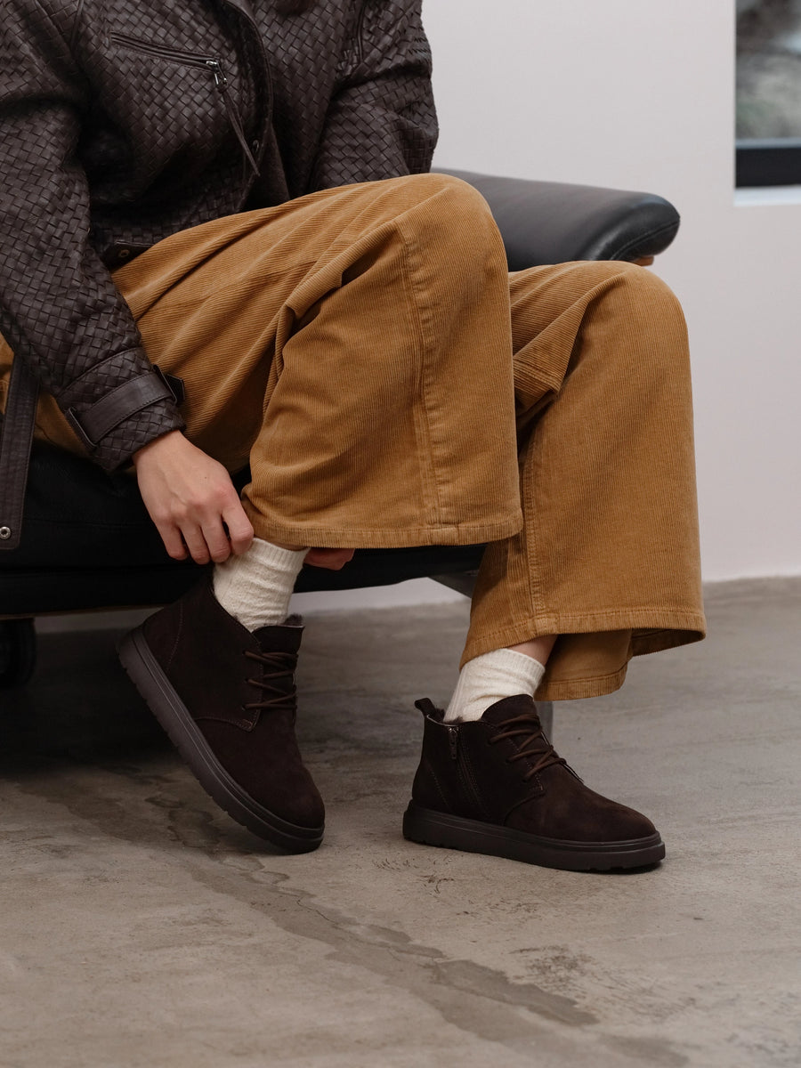 LEX черевики анатомічної форми шоколадні замшеві на хутрі