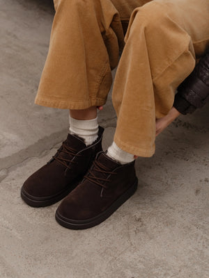 LEX черевики анатомічної форми шоколадні замшеві на хутрі