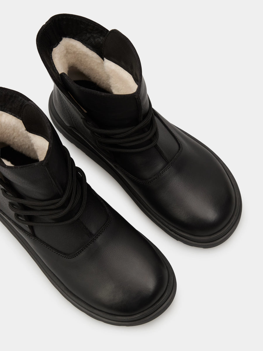 THEO черевики анатомічної форми чорні шкіряні на вовні