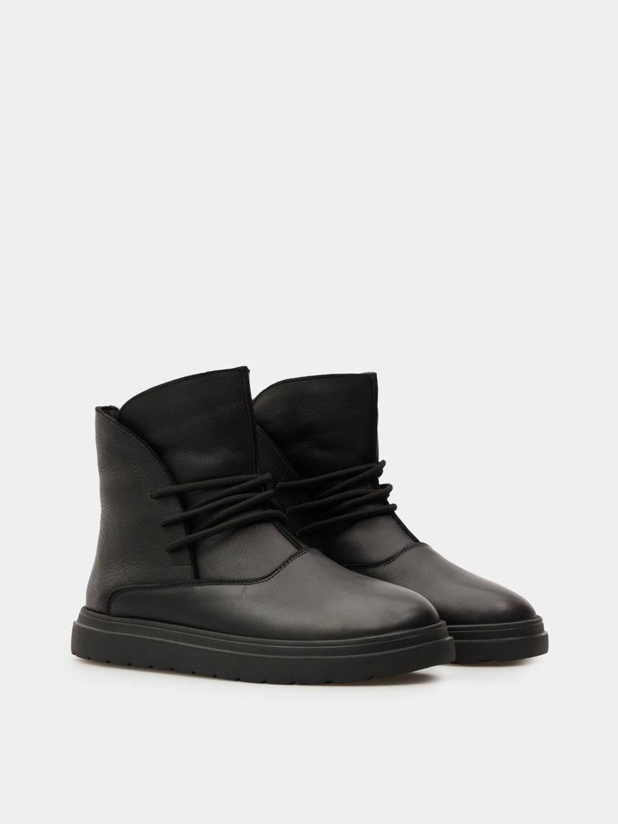 THEO черевики анатомічної форми чорні шкіряні на вовні