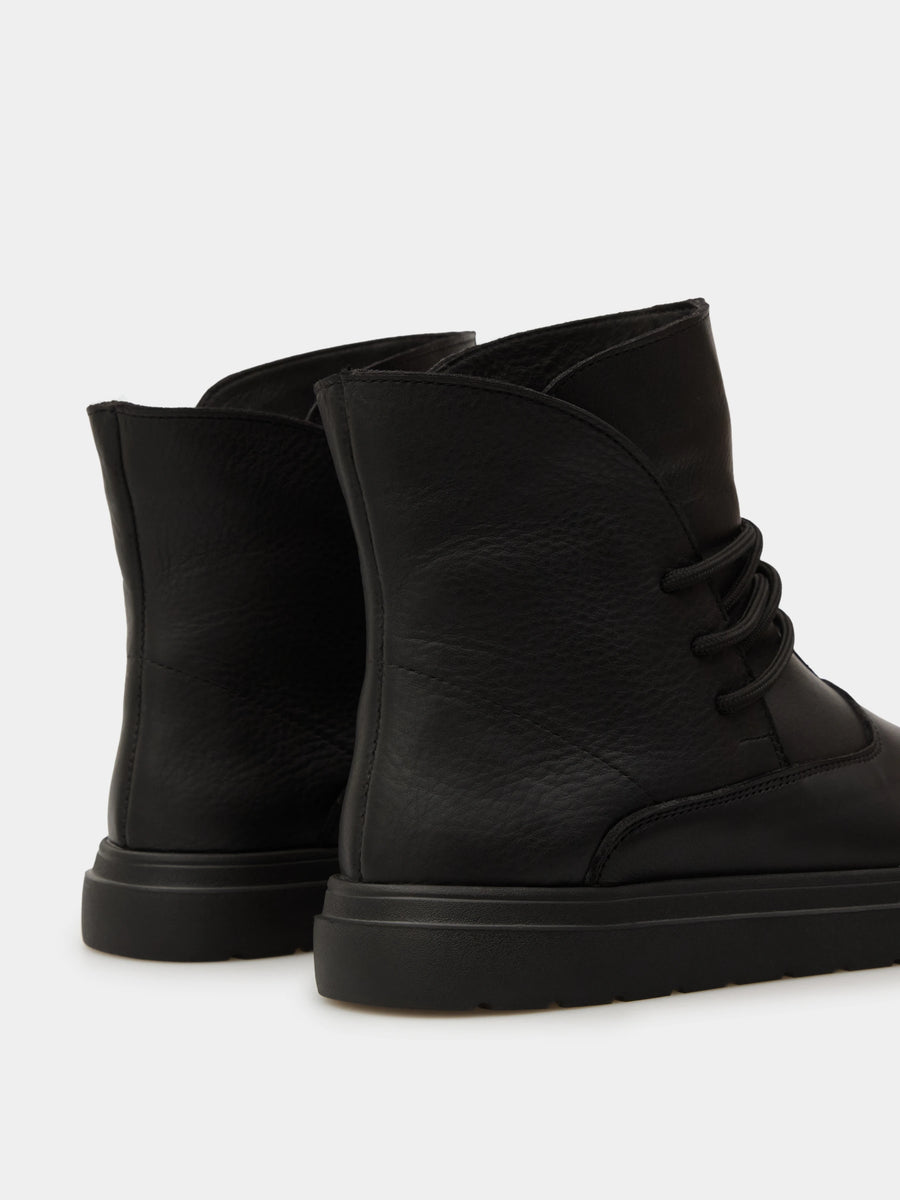 THEO черевики анатомічної форми чорні шкіряні на вовні