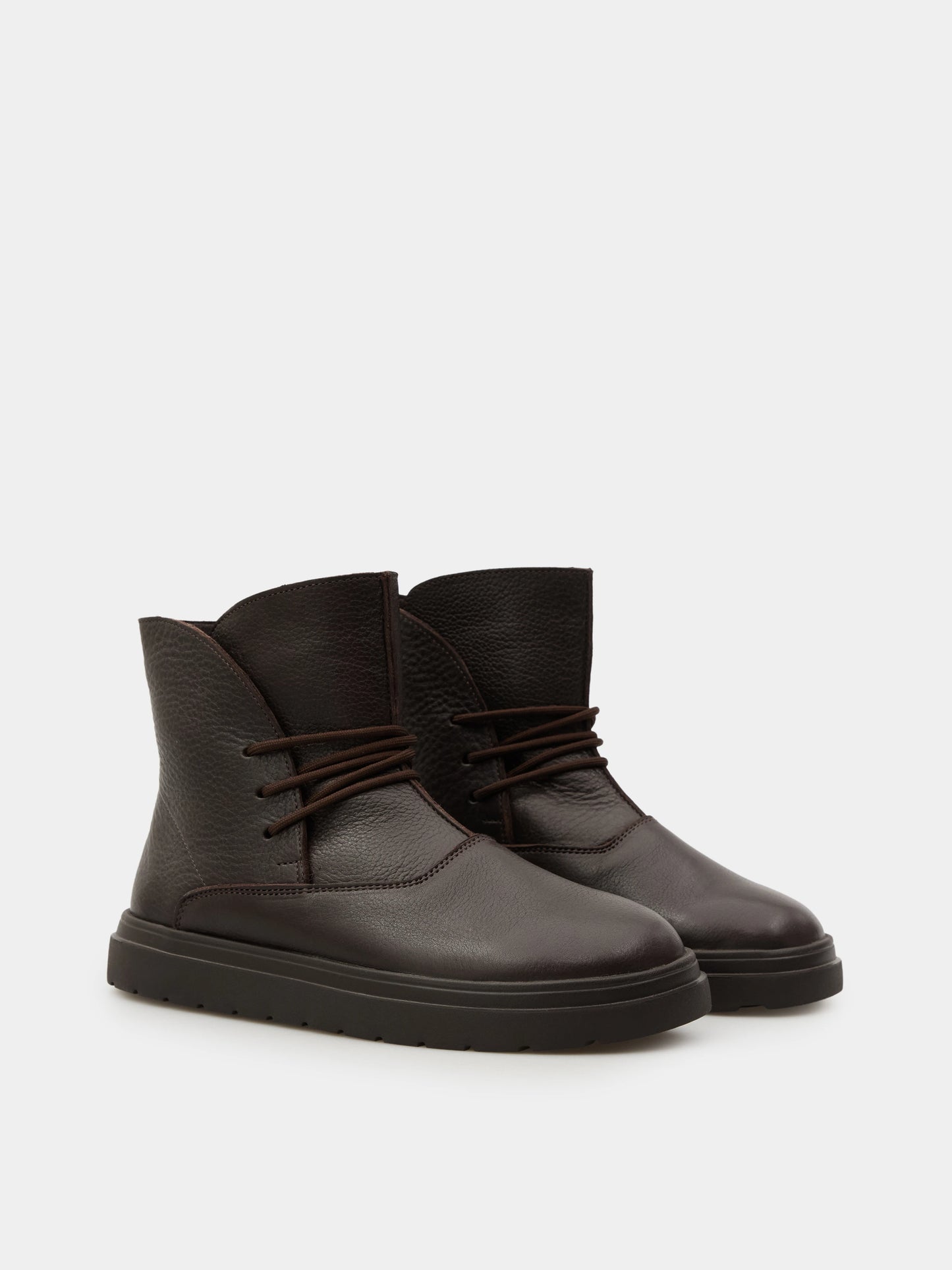 THEO черевики анатомічної форми коричневі шкіряні на вовні