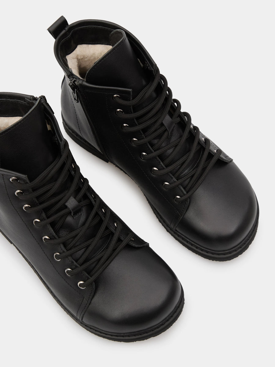 VIRA черевики анатомічної форми чорні шкіряні на вовні