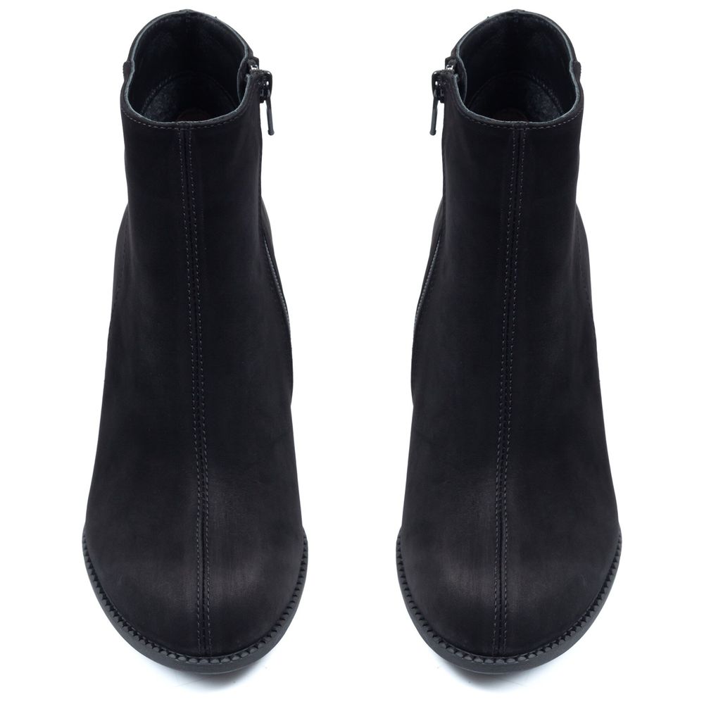 Ботинки черные из натурального нубука на устойчивом каблуке 6 см на байке 5202-1-N, 40, 26.5 см