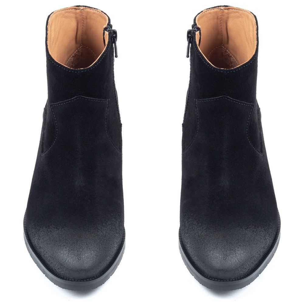 Ботинки черные из натуральной замши на каблуке 3 см на кожаной подкладке 4144-1-Z, 36, 23.5 см