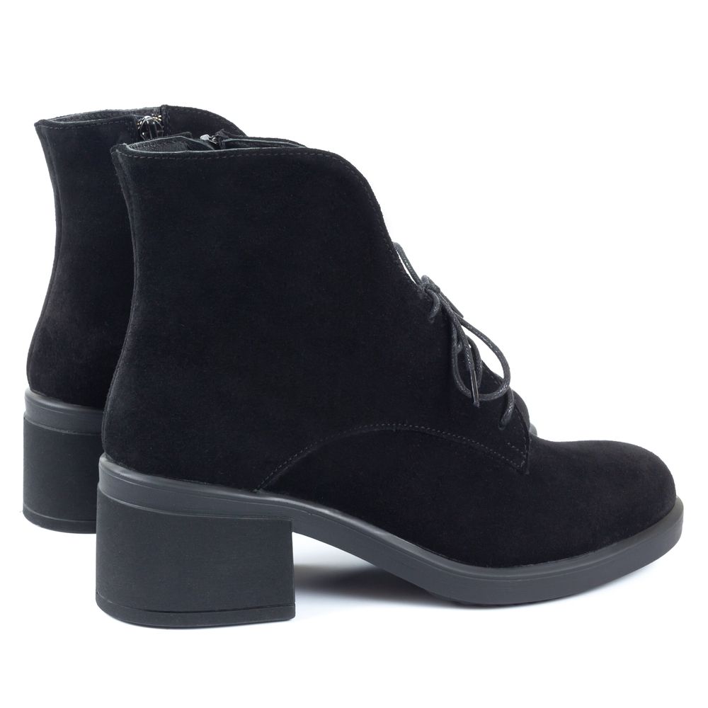 Ботинки черные из натуральной замши на устойчивом каблуке 6 см на байке 5163-1-Z, 37, 24.5 см