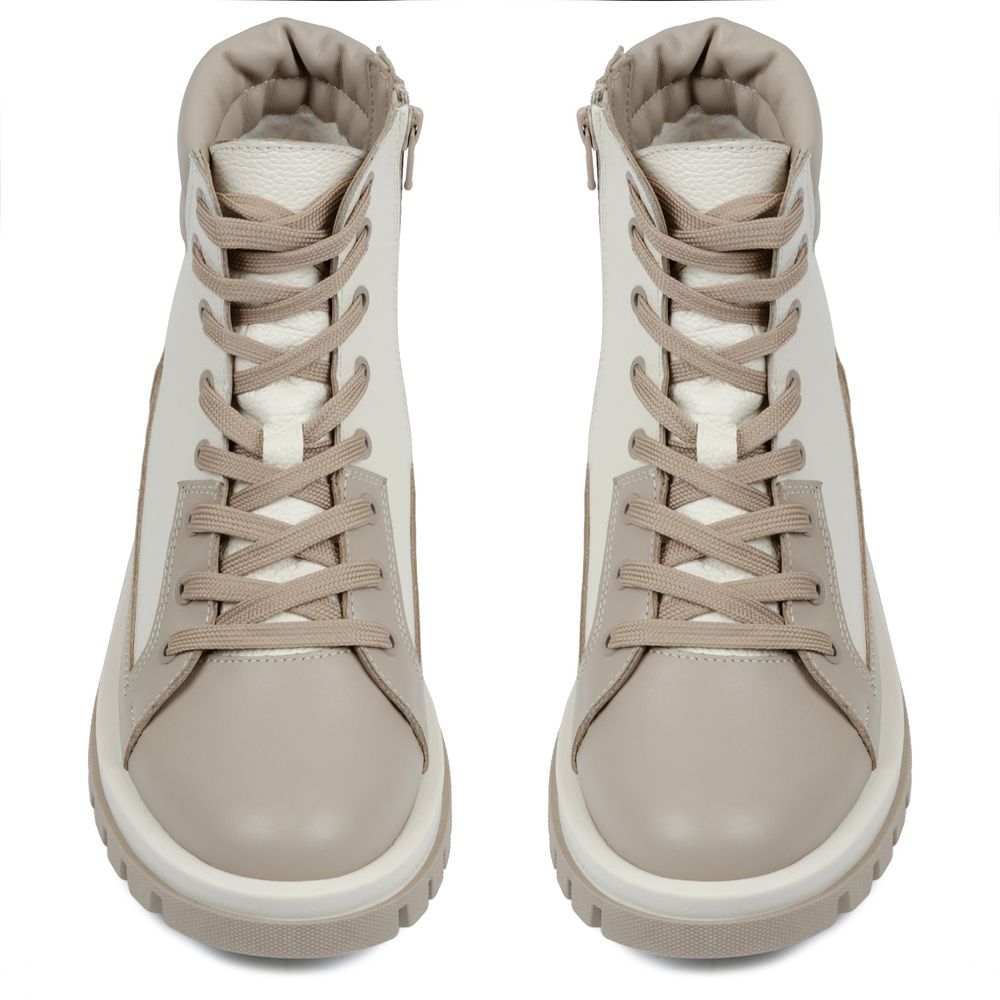 Ботинки светло-бежевые кожаные на меху 6424-9, 37, 23.5 см