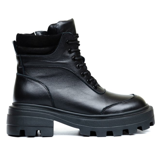 Ботинки черные кожаные на меху 6431-1, 39, 25.5 см