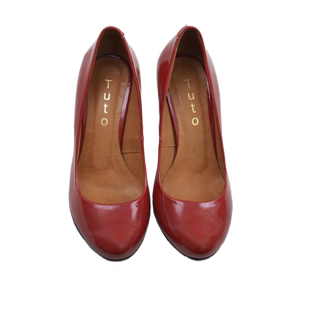 Туфлі червоні з еколаку на стійкому каблуку 9.5 см​​​​​​​