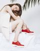 Туфлі червоні низький хід на шнурках з натуральної шкіри з м'якою устілкою на грубій підошві​​​​​​​