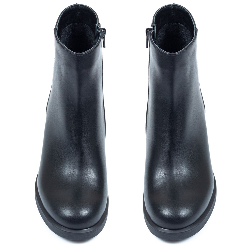 Ботинки черные из натуральной кожи на устойчивом каблуке 4 см на байке 5161-1, 36, 23 см