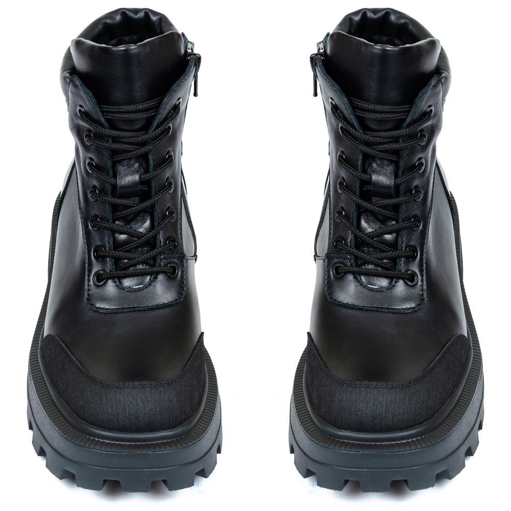 Ботинки черные кожаные и замшевые на меху 6431-1-Z, 36, 23.5 см