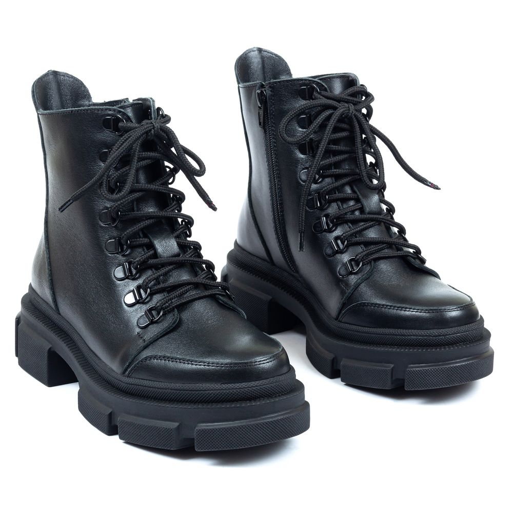 Ботинки черные из натуральной кожи на байке 5203-1, 37, 23.5 см