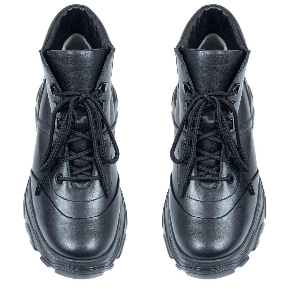Ботинки черные из натуральной кожи на меху 6400-1, 39, 25.5 см