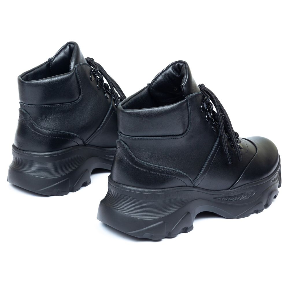Ботинки черные из натуральной кожи на меху 6400-1, 40, 26 см