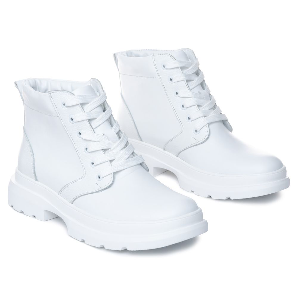 Ботинки белые кожаные на кожаной подкладке 4173-8, Белый, 41, 26 см