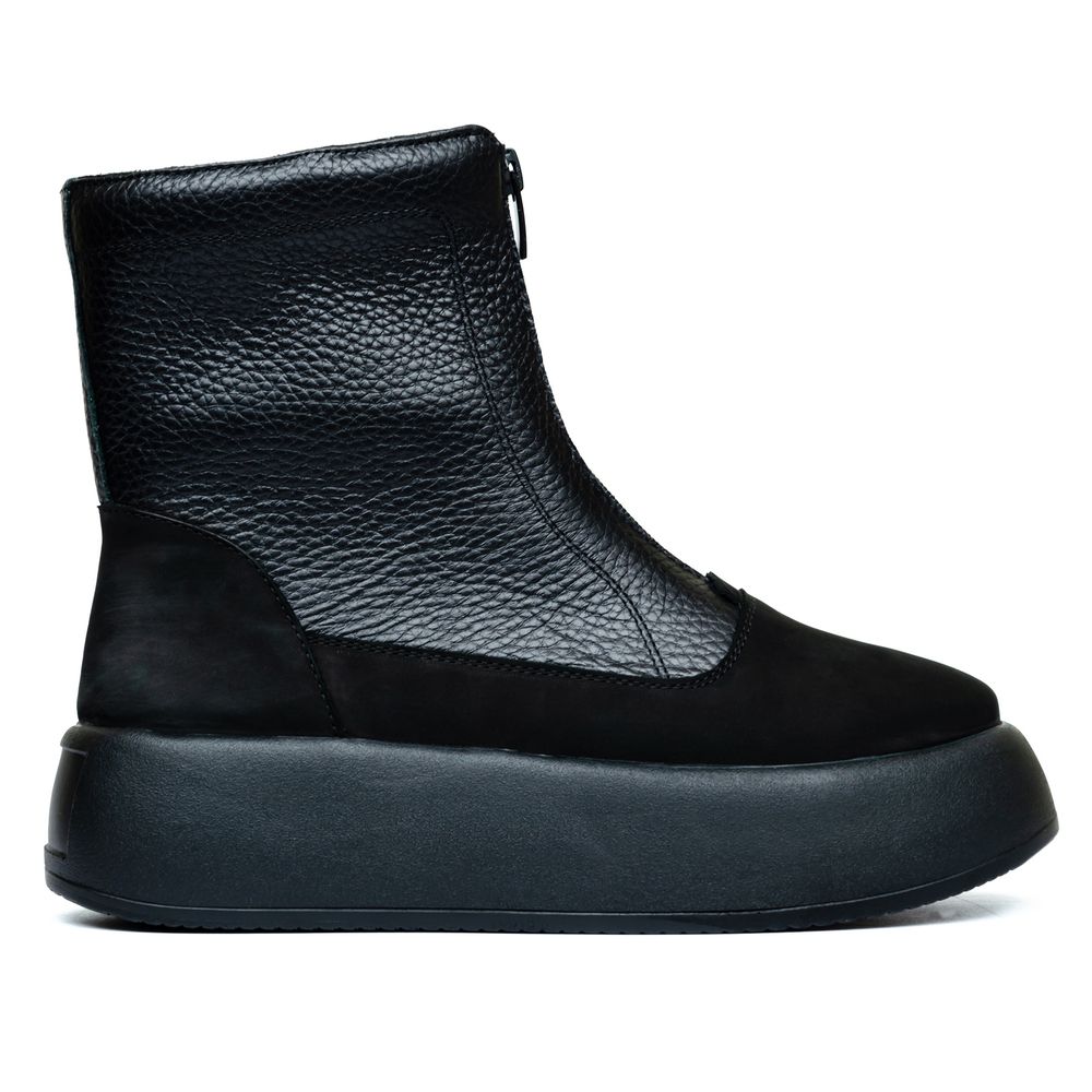 Ботинки черные кожаные и нубуковые на байке 5277-1, 39, 25.5 см
