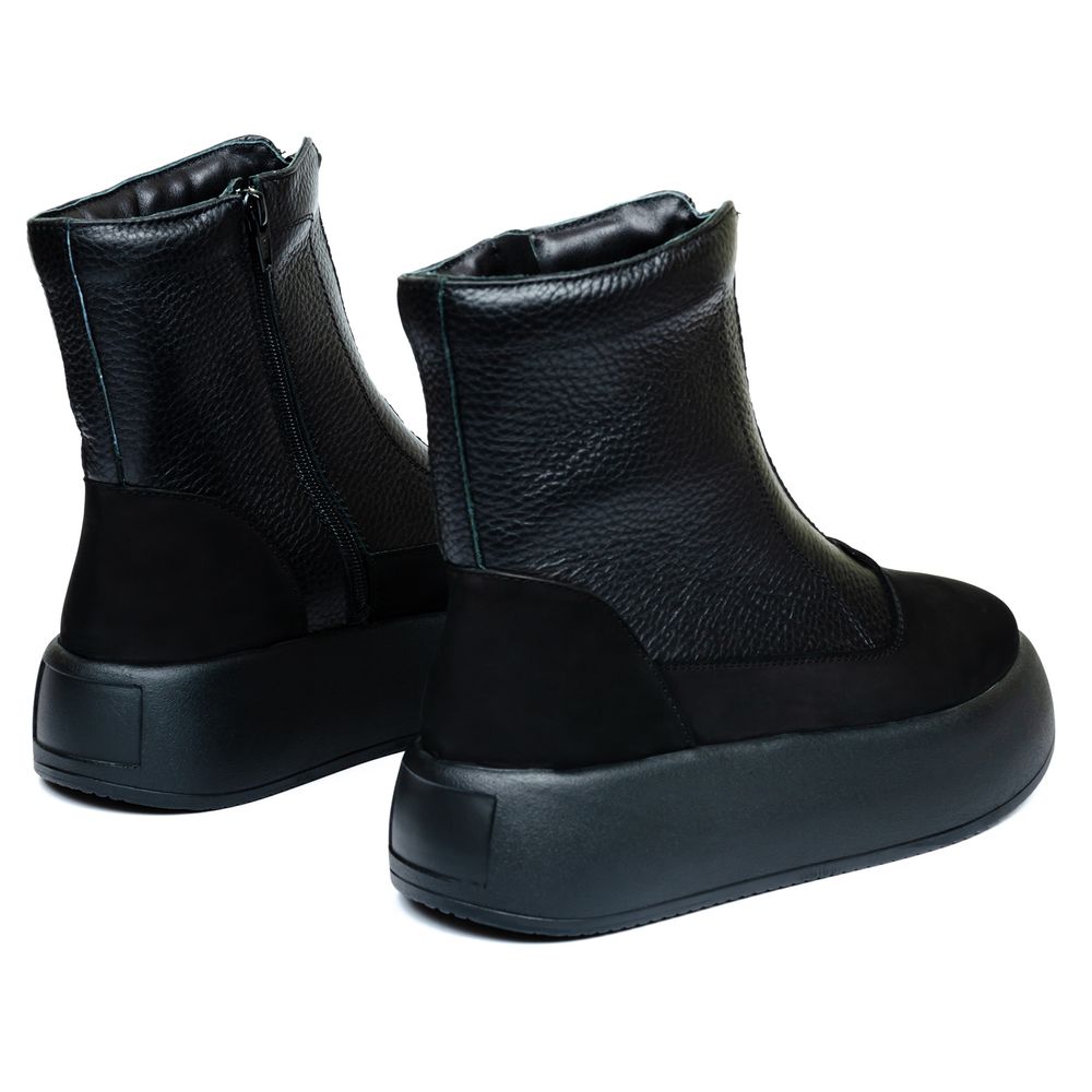 Ботинки черные кожаные и нубуковые на байке 5277-1, 39, 25.5 см