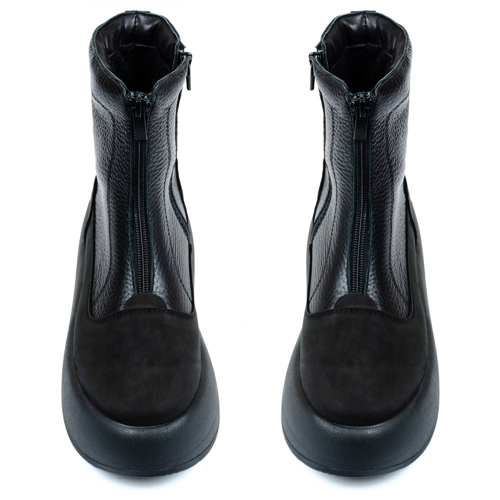 Ботинки черные кожаные и нубуковые на байке 5277-1, 36, 23 см