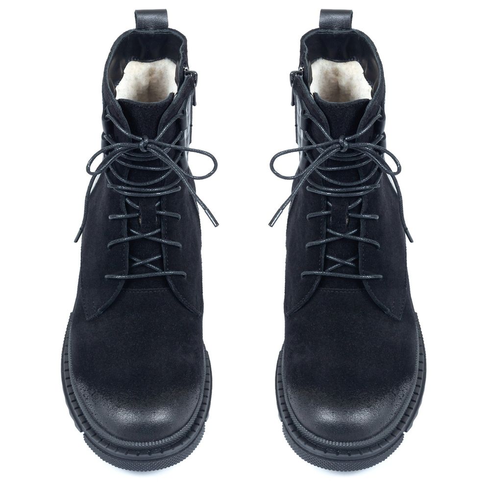 Ботинки черные из натуральной замши на меху 6352-1-Z, 40, 25.5 см