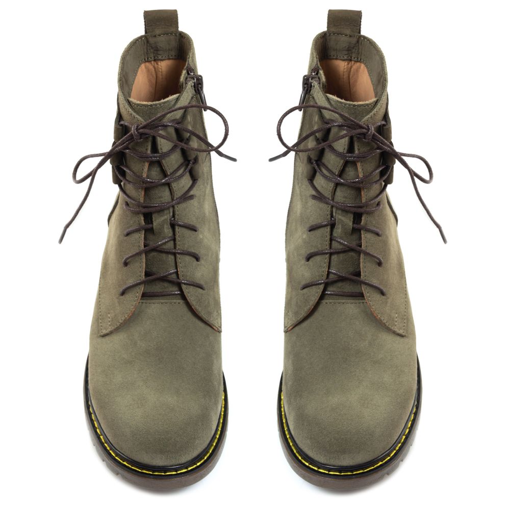 Ботинки оливковые из натуральной замши на кожаной подкладке 4126-14-Z, 38, 24.5 см