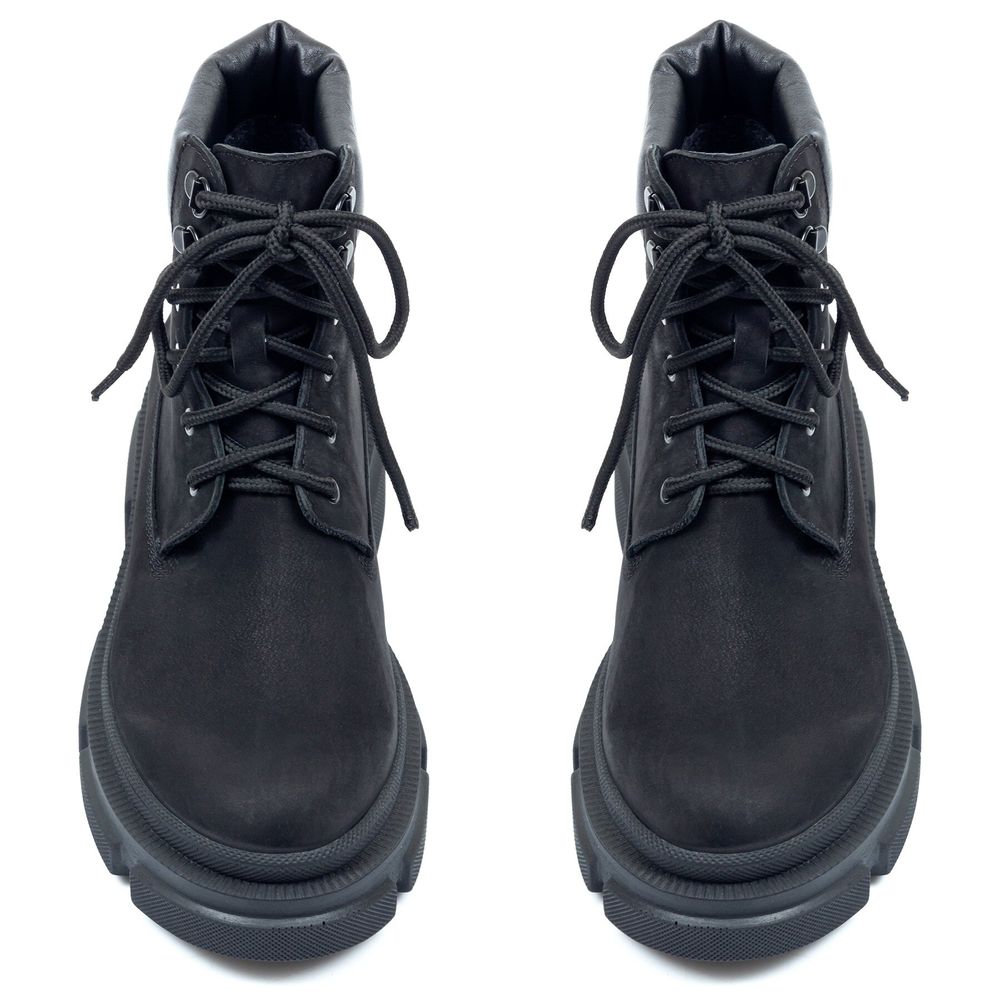 Ботинки черные из натурального нубука на меху 6375-1-N, 36, 23 см