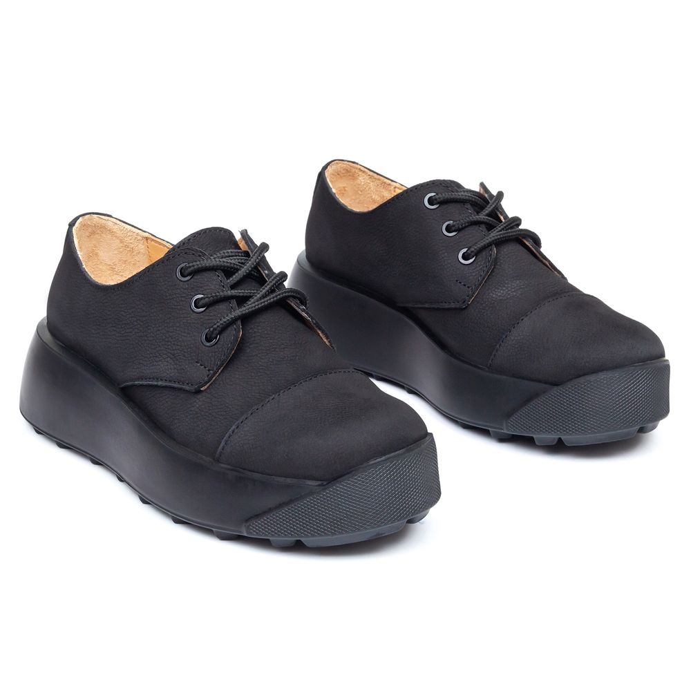 Туфли черные нубуковые на спортивной подошве 3721-1-N