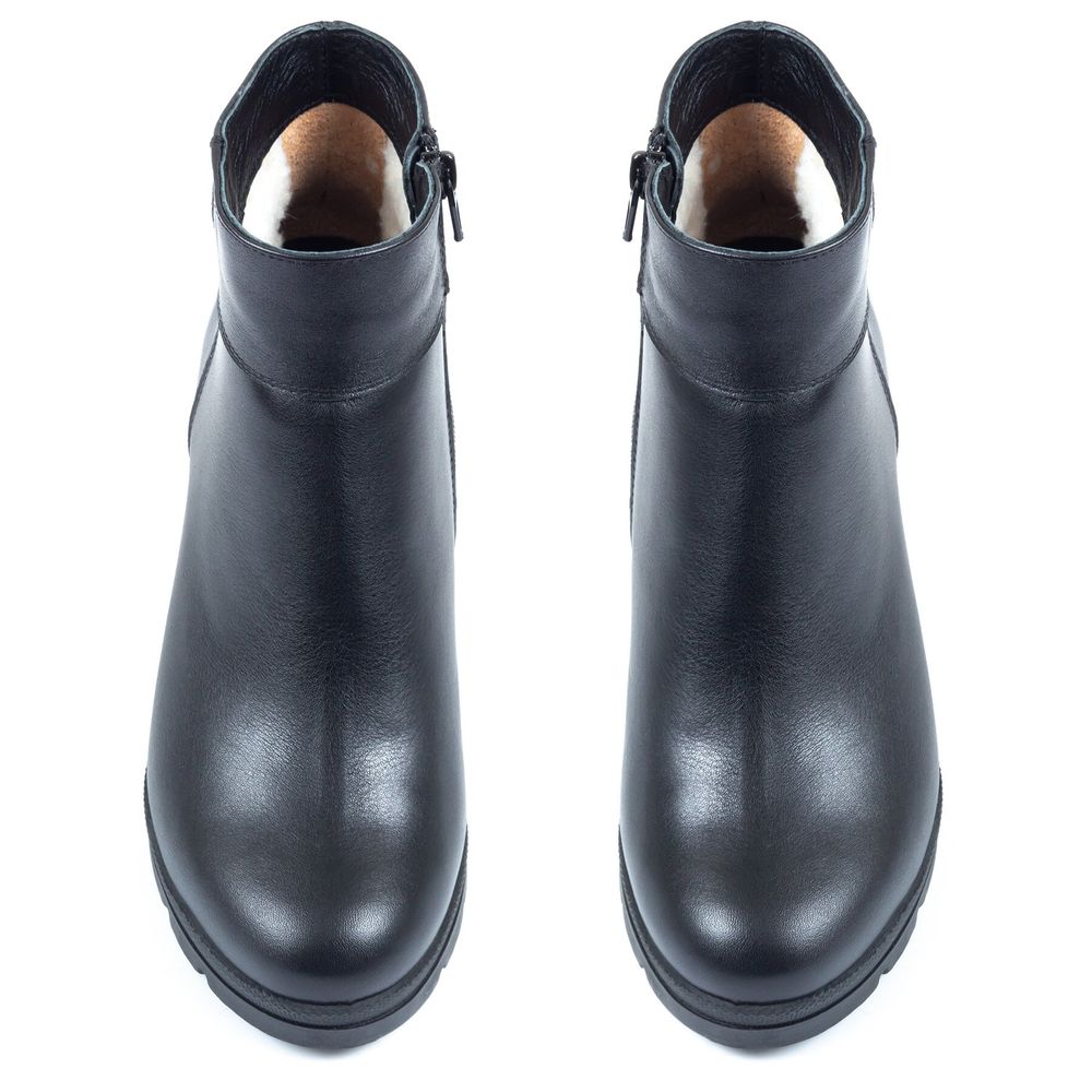 Ботинки черные из натуральной кожи на каблуке 8 см на меху 6333-1, 40, 26 см