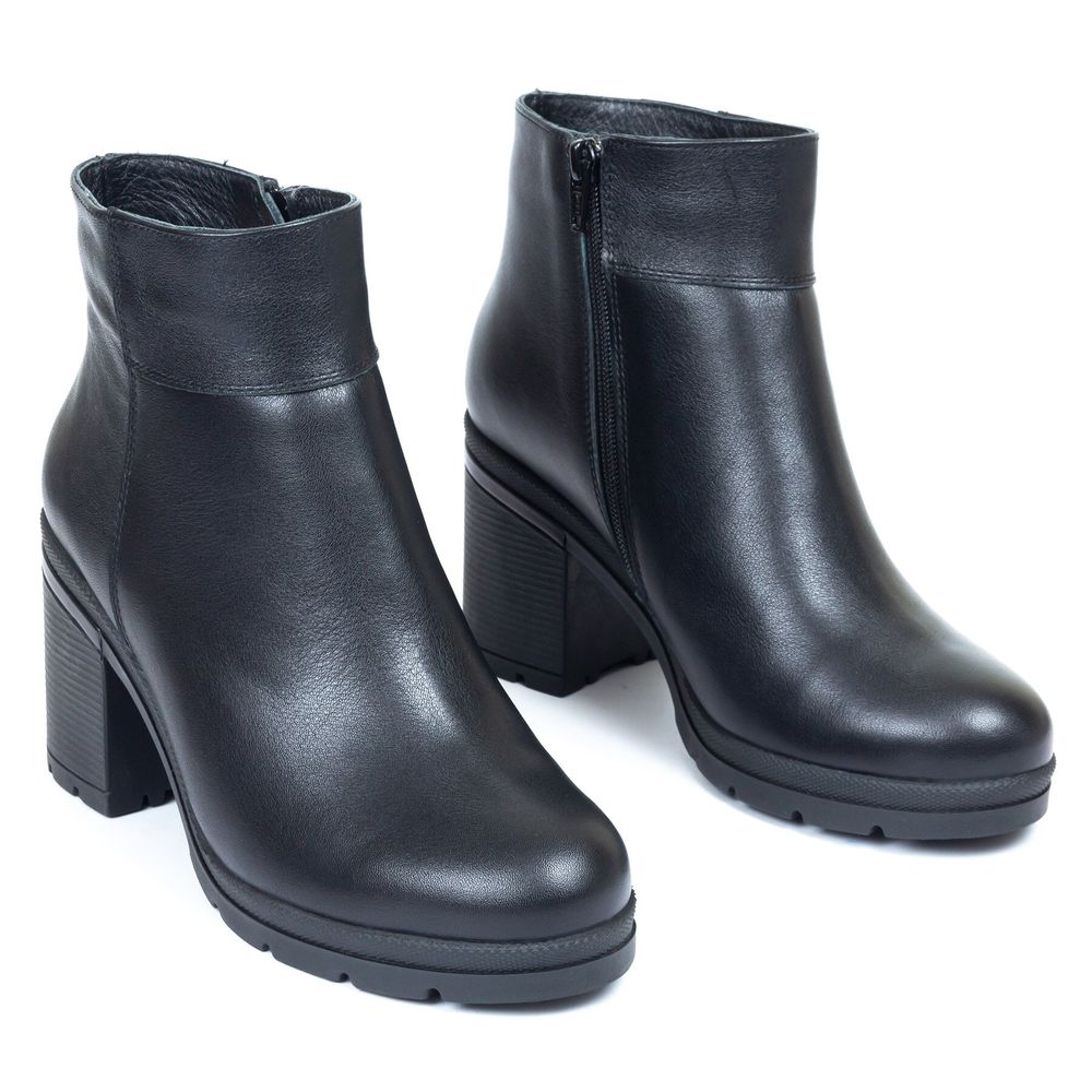 Ботинки черные из натуральной кожи на каблуке 8 см на меху 6333-1, 40, 26 см