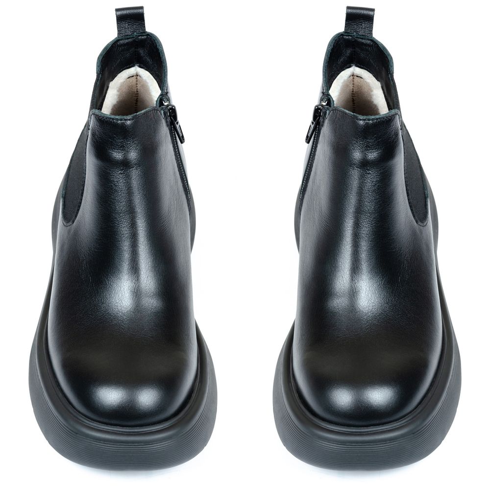 Ботинки черные кожаные на меху 6437-1, Черный, 41, 26.5 см