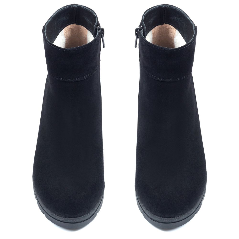 Ботинки черные из натуральной замши на каблуке 8 см на меху 6333-1-Z, 37, 24.5 см