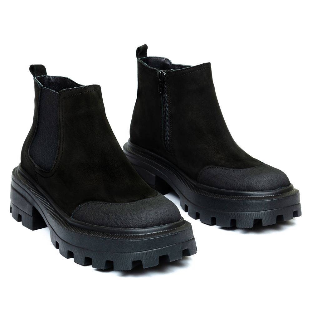 Ботинки черные нубуковые на байке 5267-1-N, Черный, 40, 26 см
