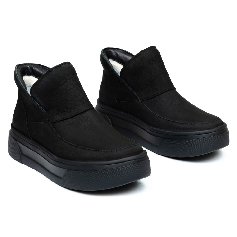 Ботинки черные нубуковые на байке 6413-1-N, Черный, 37, 23.5 см