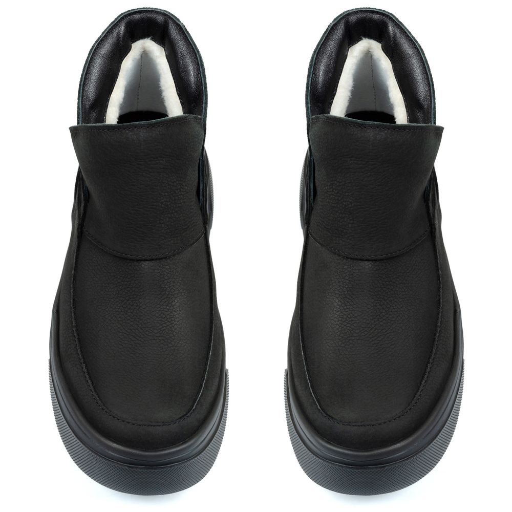 Ботинки черные нубуковые на байке 6413-1-N, 36, 23 см